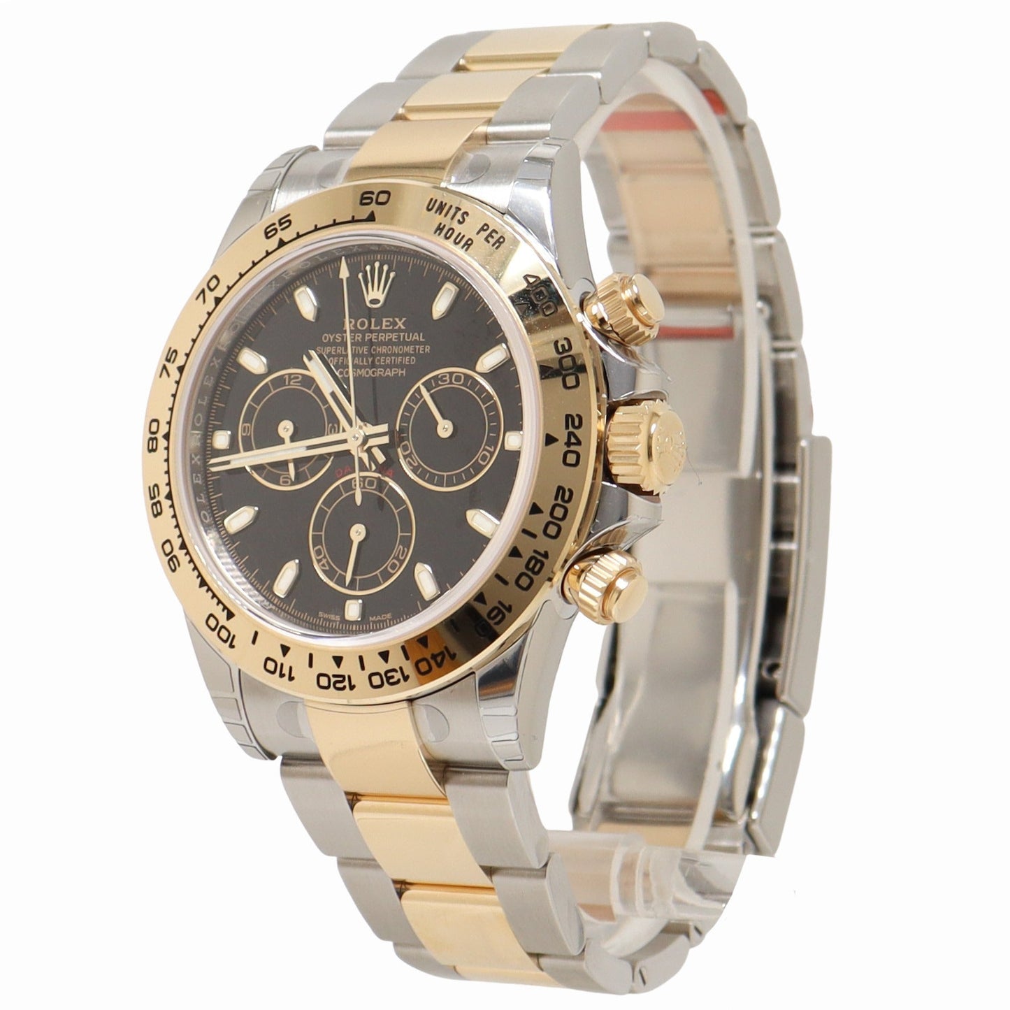 Rolex Daytona 40mm Yellow Gold & Stainless Steel Black Chronograph Dial Watch Reference# 116503 - Happy Jewelers Fine Jewelry Lifetime Warranty