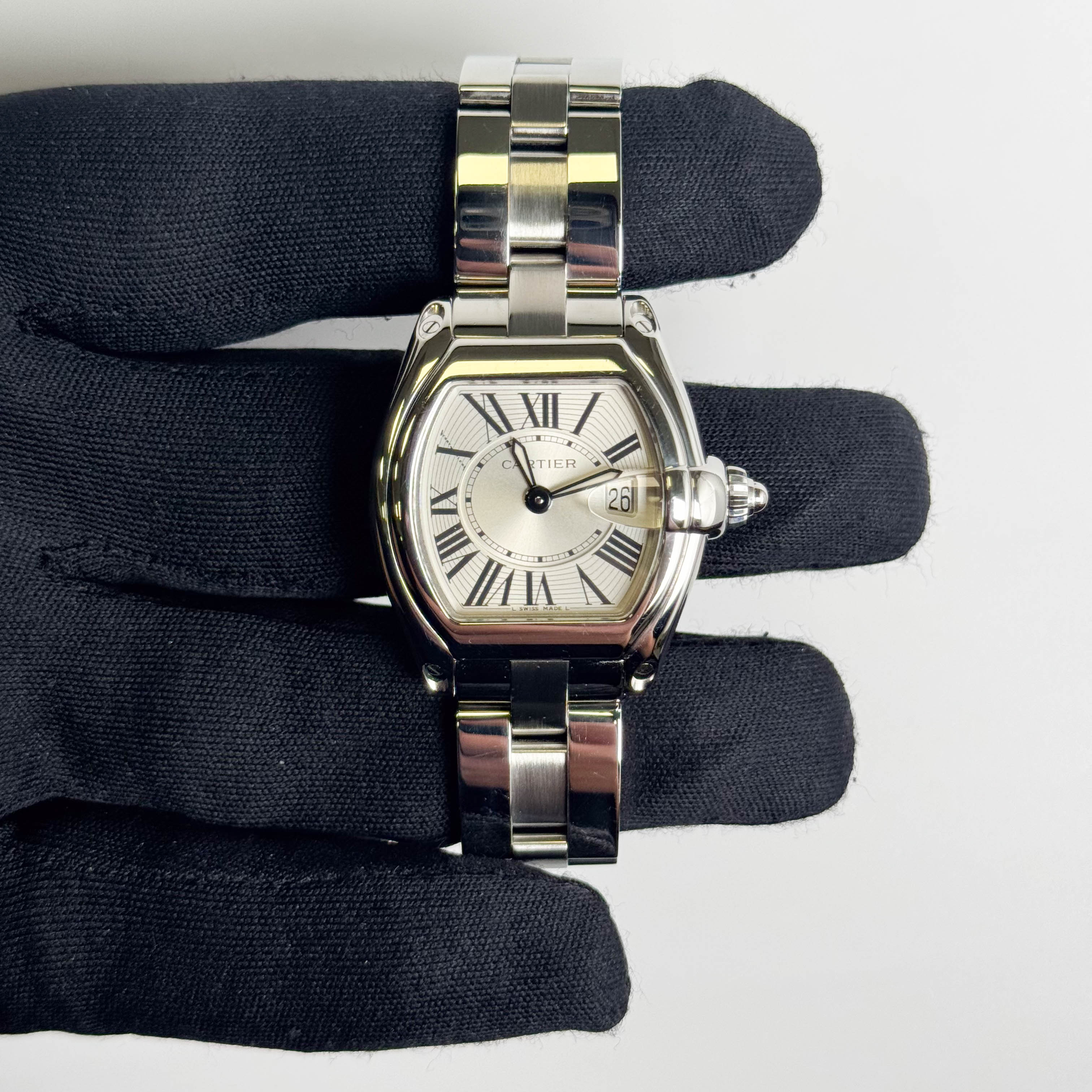 Cartier Roadster Stainless Steel 31mm Silver Dial Watch Ref# W62016V3 - Happy Jewelers Fine Jewelry Lifetime Warranty