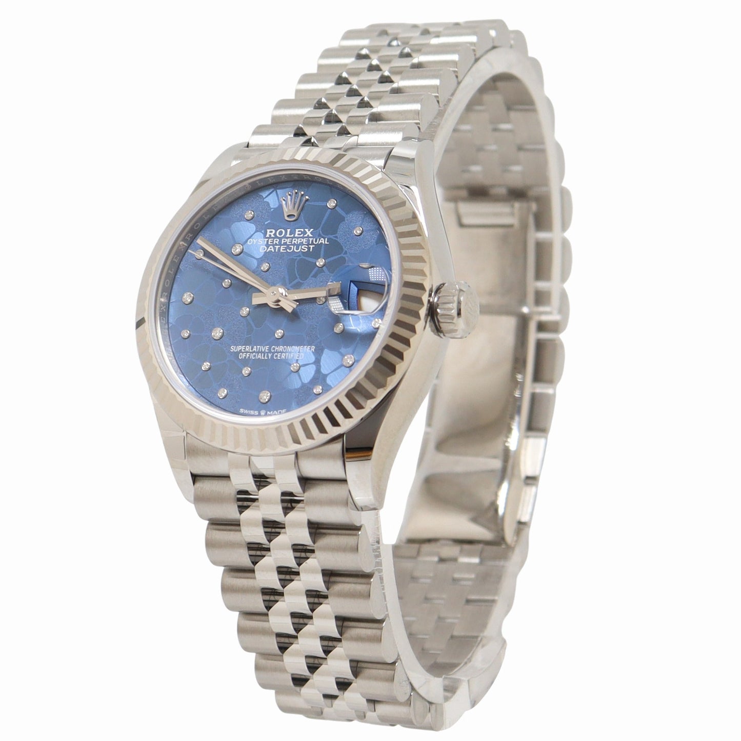 Rolex Datejust 31mm Stainless Steel Blue Flower Diamond Dial Watch Reference# 278274 - Happy Jewelers Fine Jewelry Lifetime Warranty