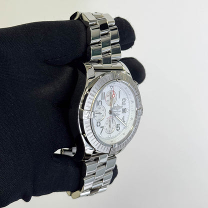 Breitling Super Avenger Stainless Steel 48mm White Dial Watch Ref# A13370 - Happy Jewelers Fine Jewelry Lifetime Warranty