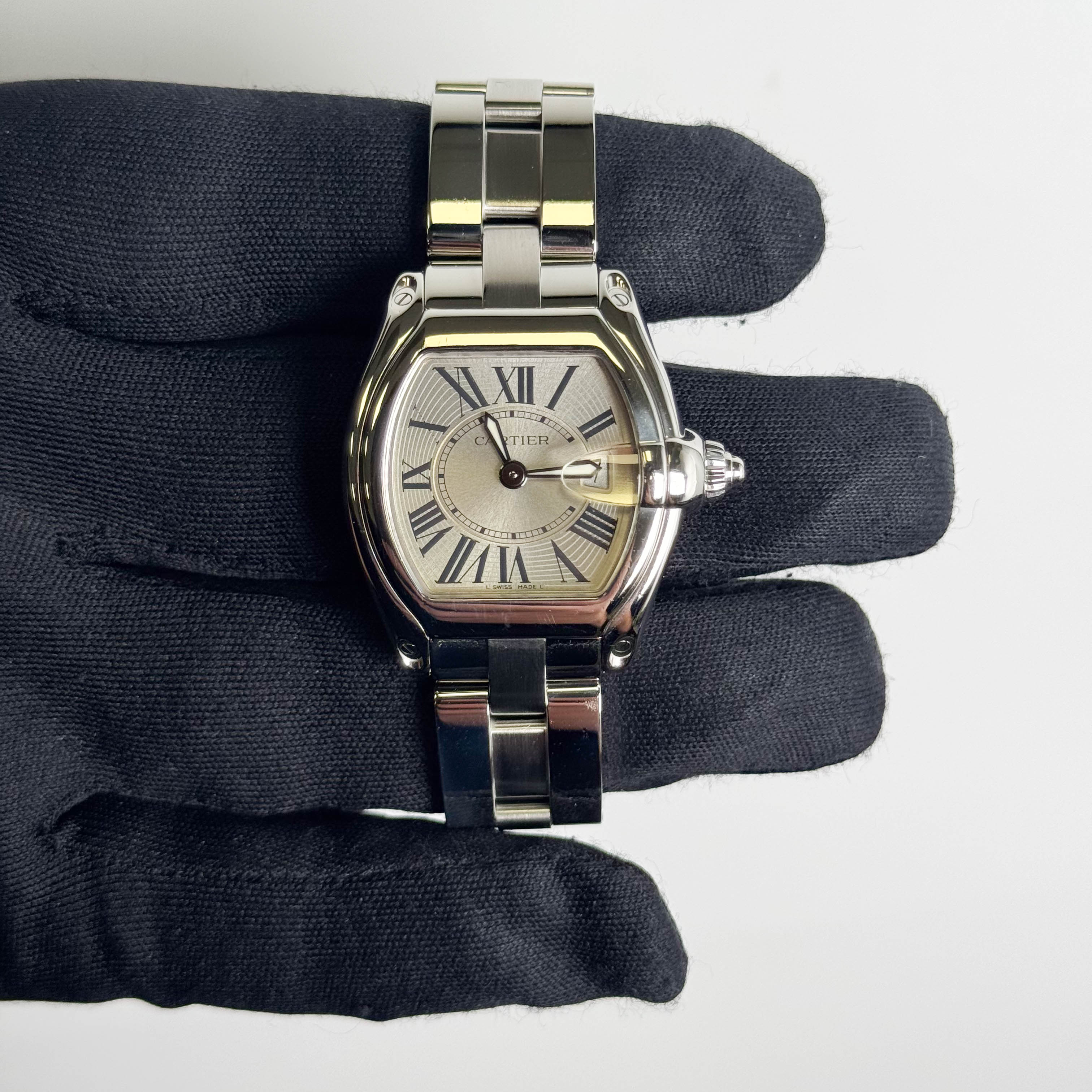 Cartier Roadster Stainless Steel 31mm Silver Dial Watch Ref# W62016V3 - Happy Jewelers Fine Jewelry Lifetime Warranty