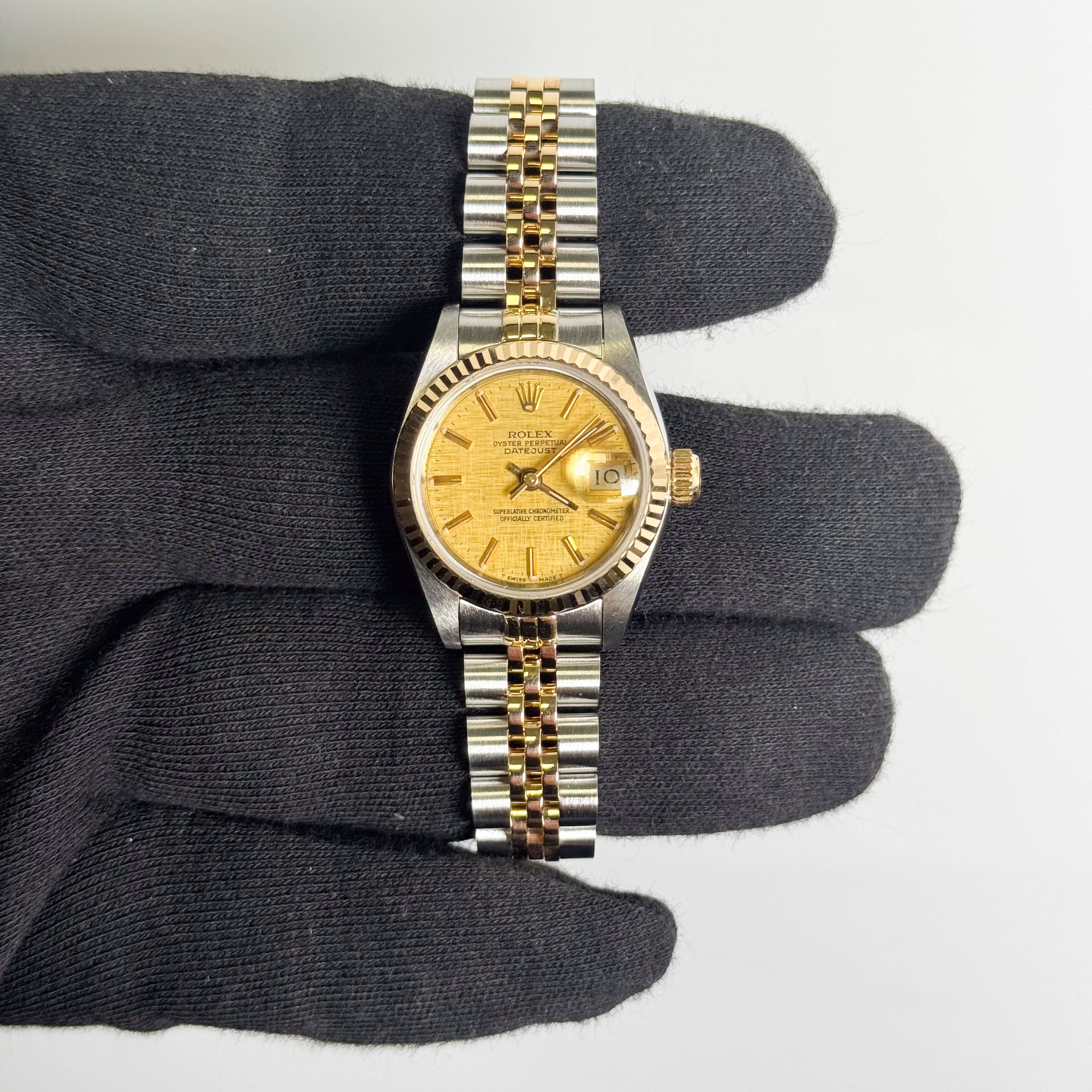 Rolex Datejust 26mm Champagne Linen Dial Watch Ref# 69173
