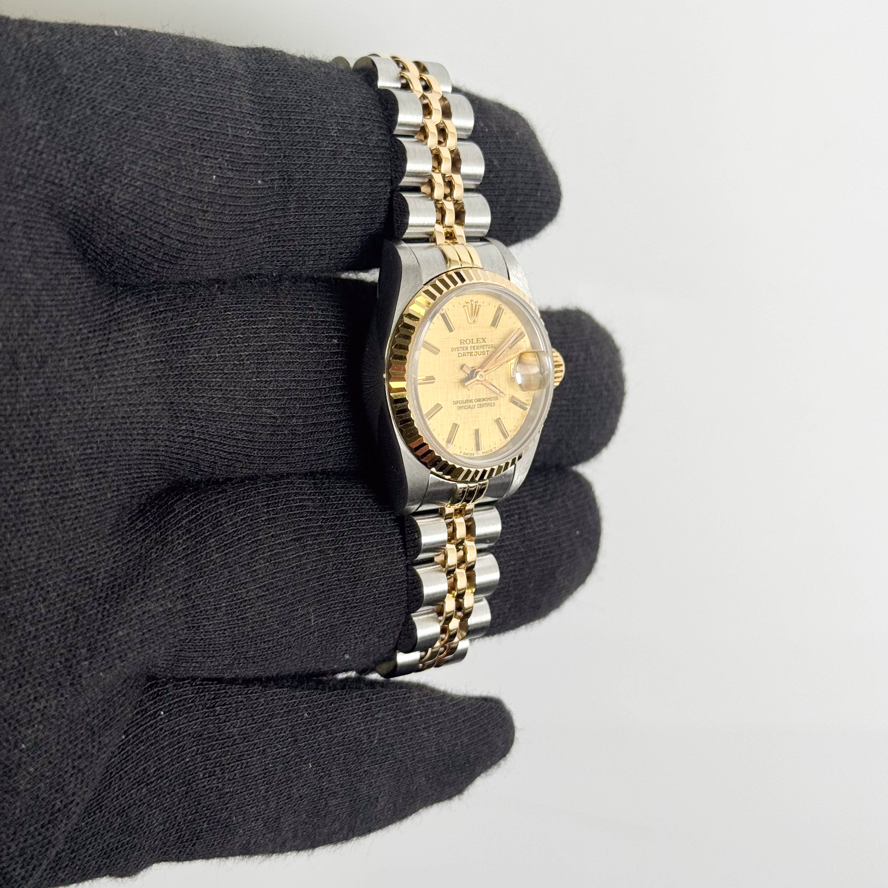Rolex Datejust 26mm Champagne Linen Dial Watch Ref# 69173