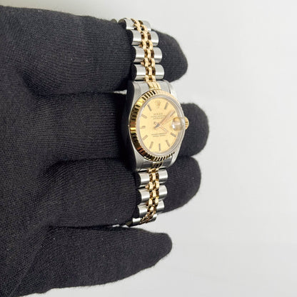 Rolex Datejust 26mm Champagne Linen Dial Watch Ref# 69173