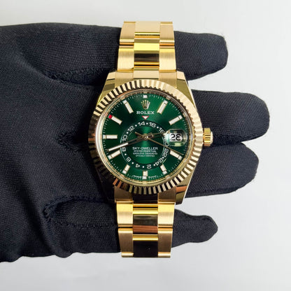 Rolex Sky-Dweller 42mm Green Dial Watch Ref# 336938