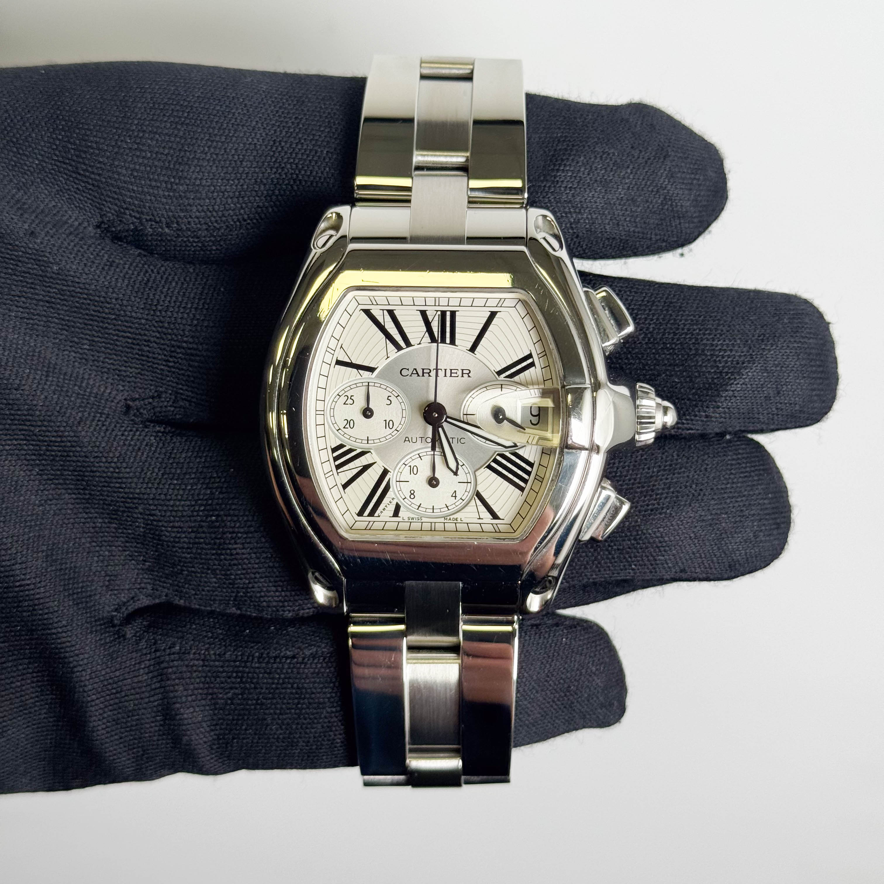 Cartier Roadster 48mm Silver Dial Watch Ref# W62019X6 - Happy Jewelers Fine Jewelry Lifetime Warranty