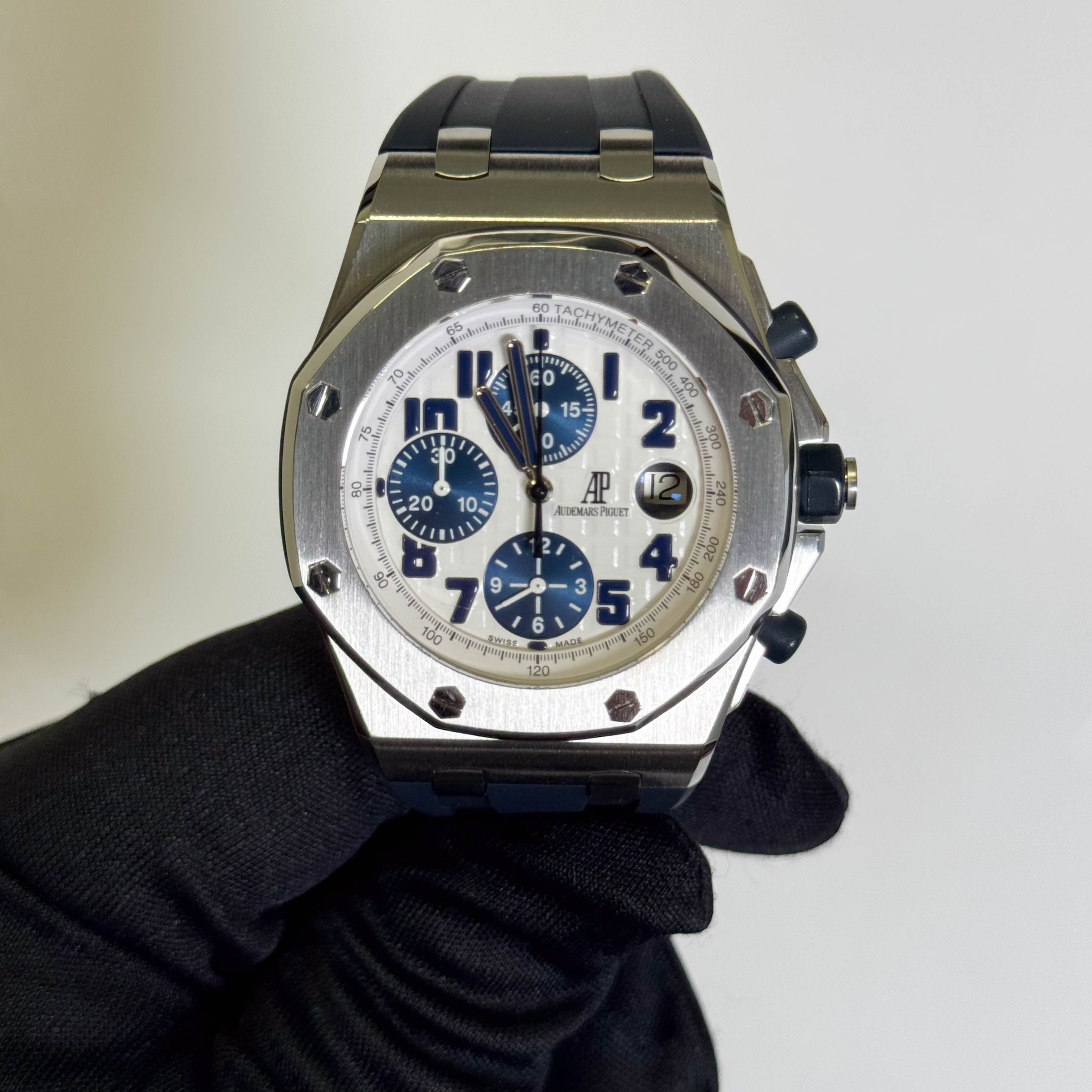 Audemars Piguet Royal Oak Offshore 42mm White Dial Watch Ref# 26020ST.OO.D020IN.01 - Happy Jewelers Fine Jewelry Lifetime Warranty