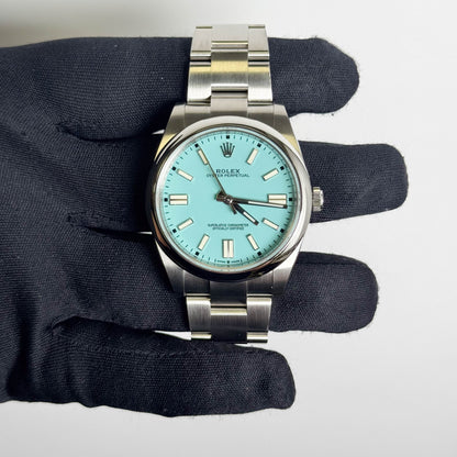 Rolex Oyster Perpetual 41mm Custom Turquoise Dial Watch Ref# 124300 - Happy Jewelers Fine Jewelry Lifetime Warranty