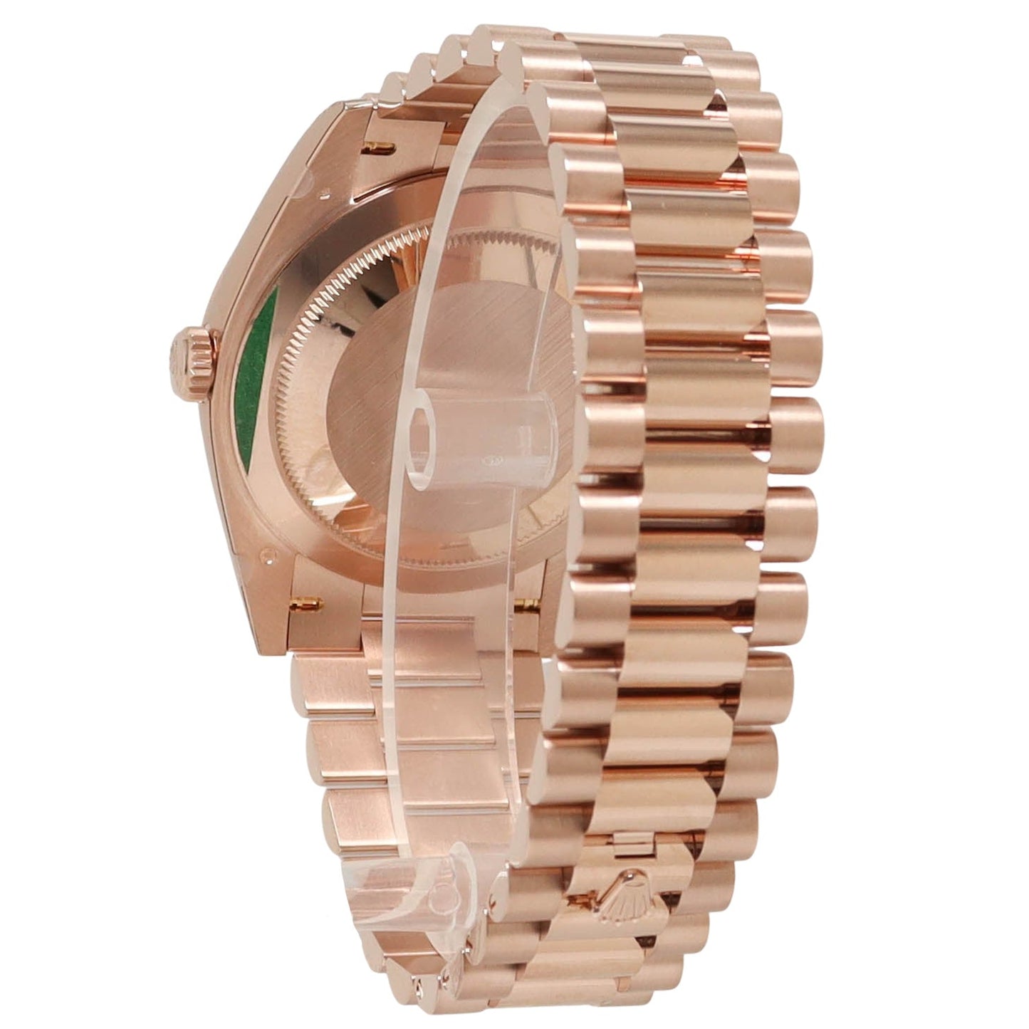 Rolex Day Date Rose Gold 40mm Olive Roman Dial Watch Reference#: 228235 - Happy Jewelers Fine Jewelry Lifetime Warranty