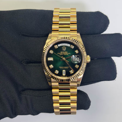 Rolex Day-Date 36mm Green Dial Watch Ref# 128238
