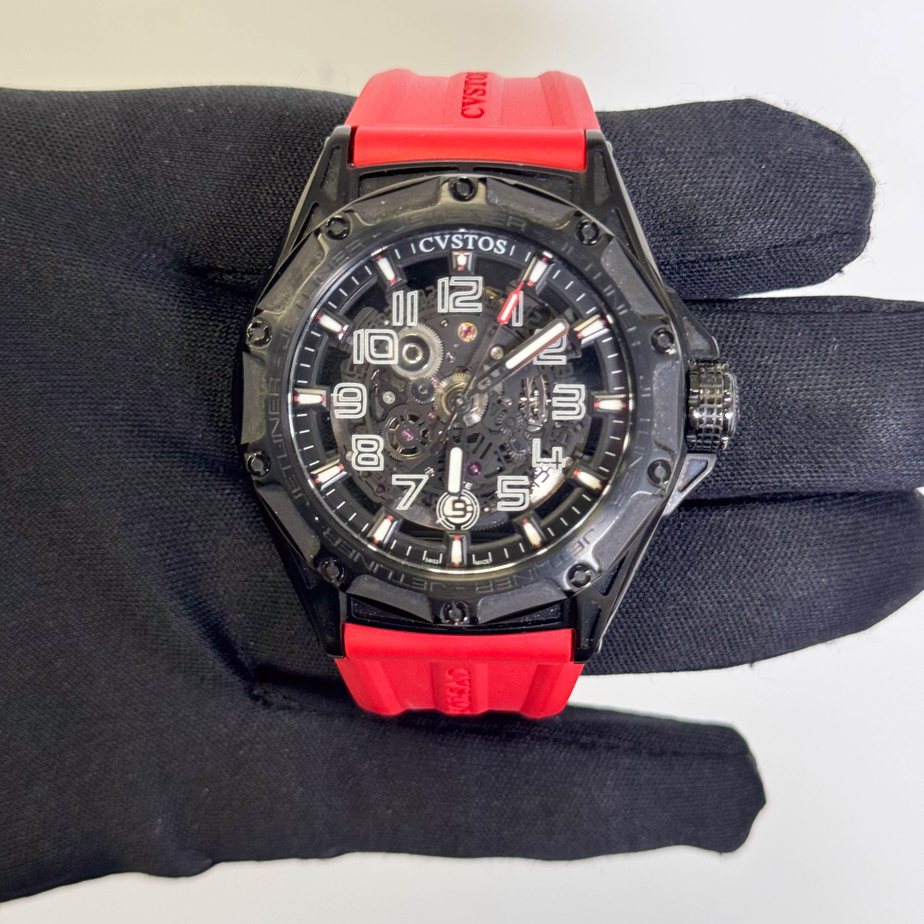 CVSTOS Challenge-4 Jetliner SL Black Steel 45mm Skeletonized Dial Watch Ref# CVR45-JET BST - Happy Jewelers Fine Jewelry Lifetime Warranty