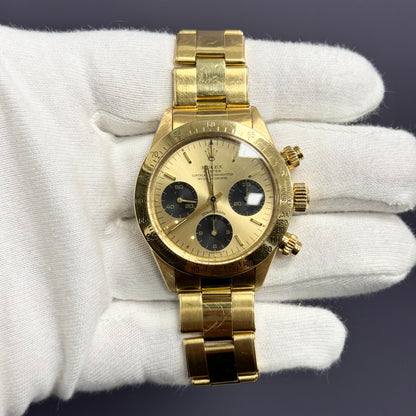 Rolex Daytona 37.5mm Champagne Dial Watch Ref# 6265 - Happy Jewelers Fine Jewelry Lifetime Warranty
