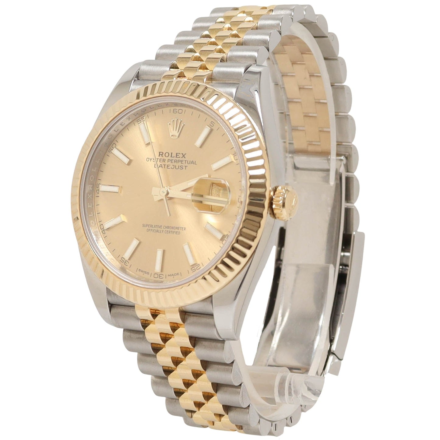 Rolex Datejust 41mm Two Tone Yellow Gold and Stainless Steel Champagne Stick Dial Watch Reference# 126333 - Happy Jewelers Fine Jewelry Lifetime Warranty