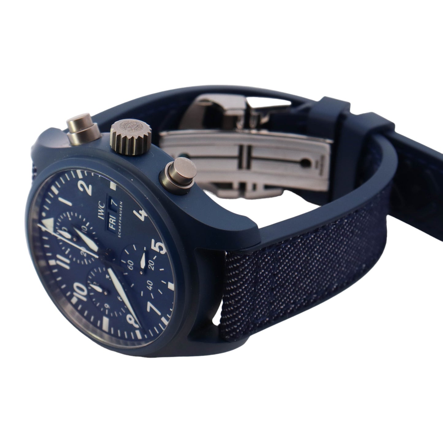 IWC Pilot Top Gun Oceana Ceramic 41mm Blue Chronograph Dial Watch Reference #: IW389404 - Happy Jewelers Fine Jewelry Lifetime Warranty