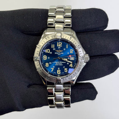 Breitling Superocean 41mm Blue Dial Watch Ref# A17040 - Happy Jewelers Fine Jewelry Lifetime Warranty