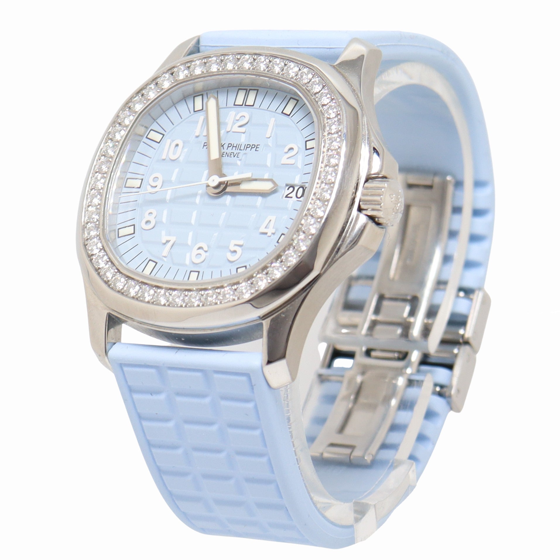 Patek Philippe Aquanaut Stainless Steel 36mm Baby Blue Dial Watch Reference# 5067A-017 - Happy Jewelers Fine Jewelry Lifetime Warranty