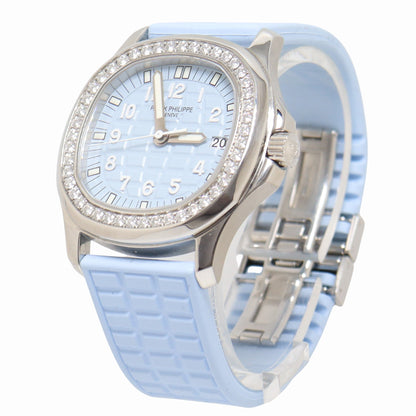 Patek Philippe Aquanaut Stainless Steel 36mm Baby Blue Dial Watch Reference# 5067A-017 - Happy Jewelers Fine Jewelry Lifetime Warranty