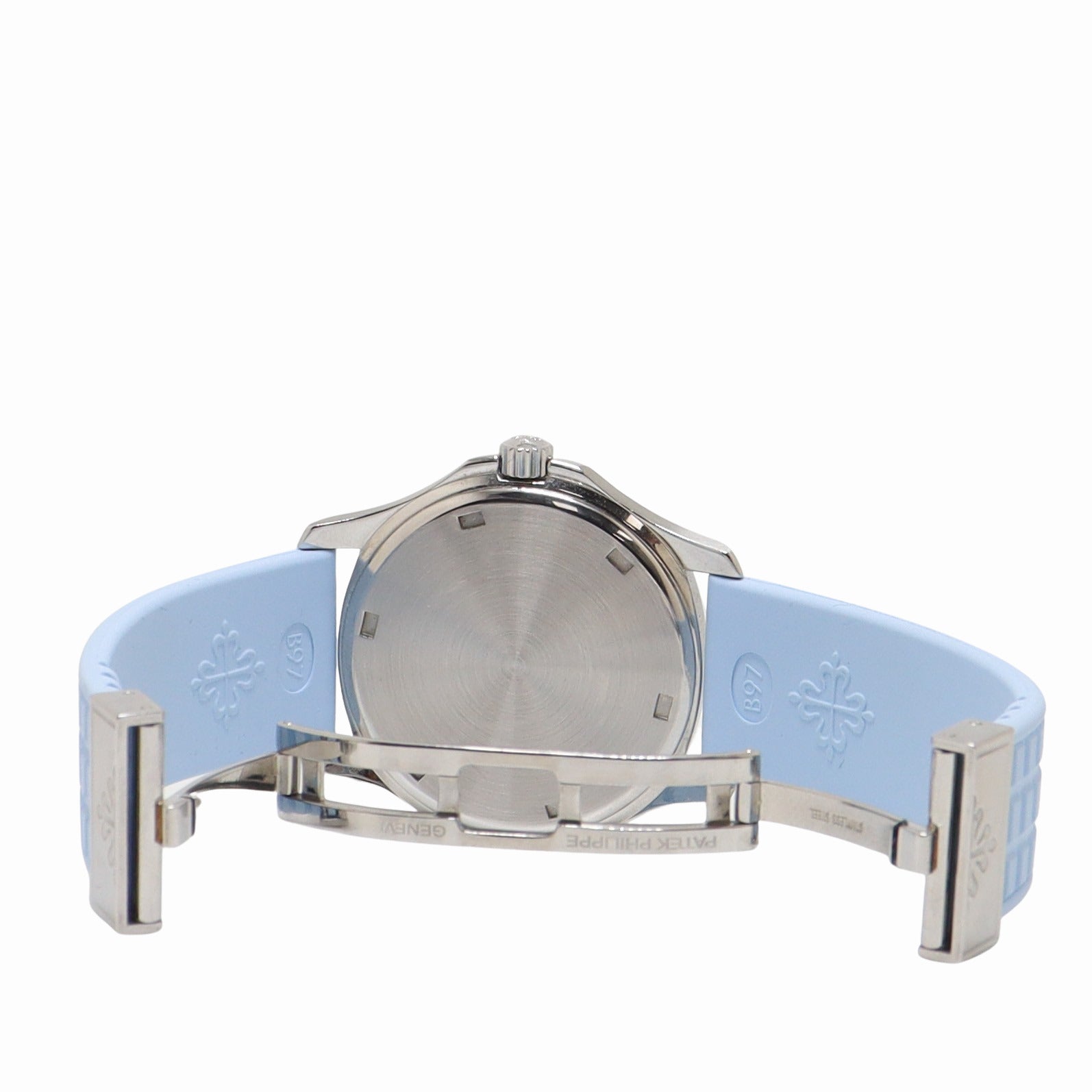 Patek Philippe Aquanaut Stainless Steel 36mm Baby Blue Dial Watch Reference# 5067A-017 - Happy Jewelers Fine Jewelry Lifetime Warranty