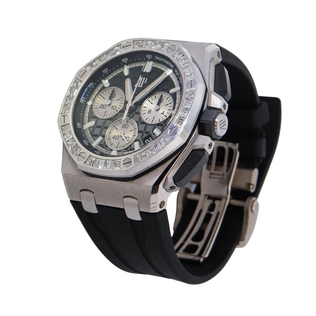 Audemars Piguet Royal Oak White Gold 43mm Black Chronograph Dial Watch Reference #: 26424BC.ZZ.D002CA.01 - Happy Jewelers Fine Jewelry Lifetime Warranty