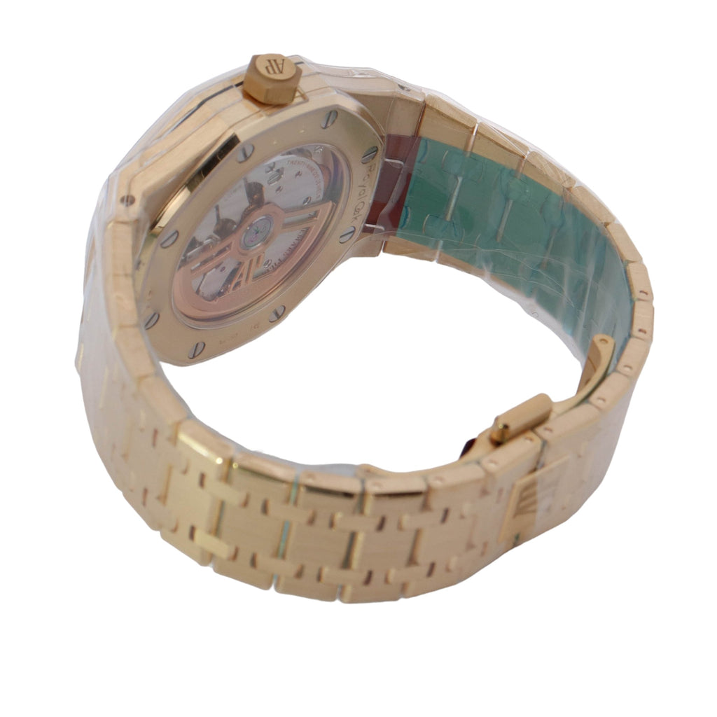 Audemars Piguet Royal Oak Yellow Gold 37mm Turquoise Stick Dial Watch Reference #: 15550BA.OO.1356BA.01 - Happy Jewelers Fine Jewelry Lifetime Warranty