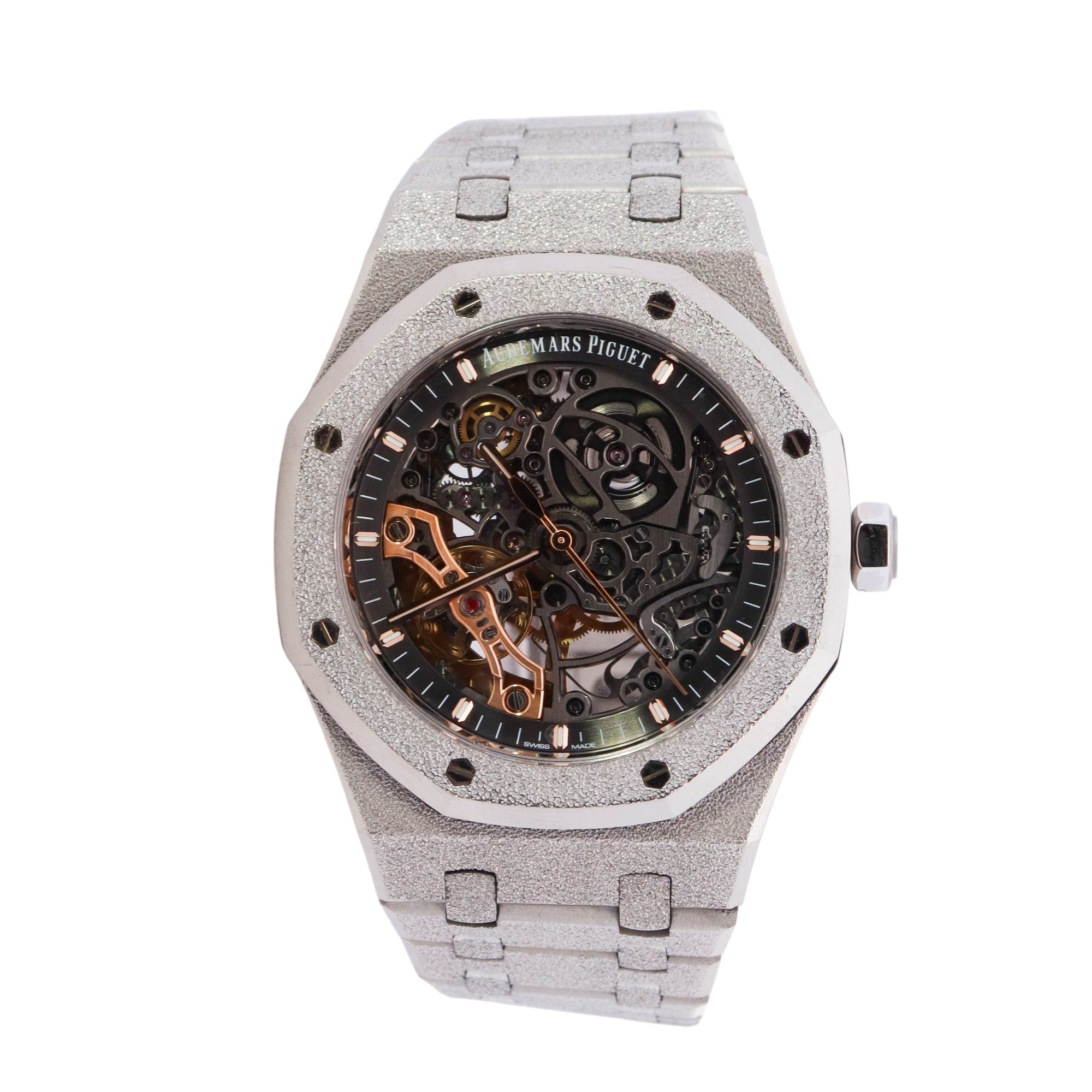 Audemars Piguet Royal Oak Double Balance Wheel Frosted White Gold 41mm Openwork Dot Dial Watch Reference #: 15407BC.GG.1224BC.01 - Happy Jewelers Fine Jewelry Lifetime Warranty