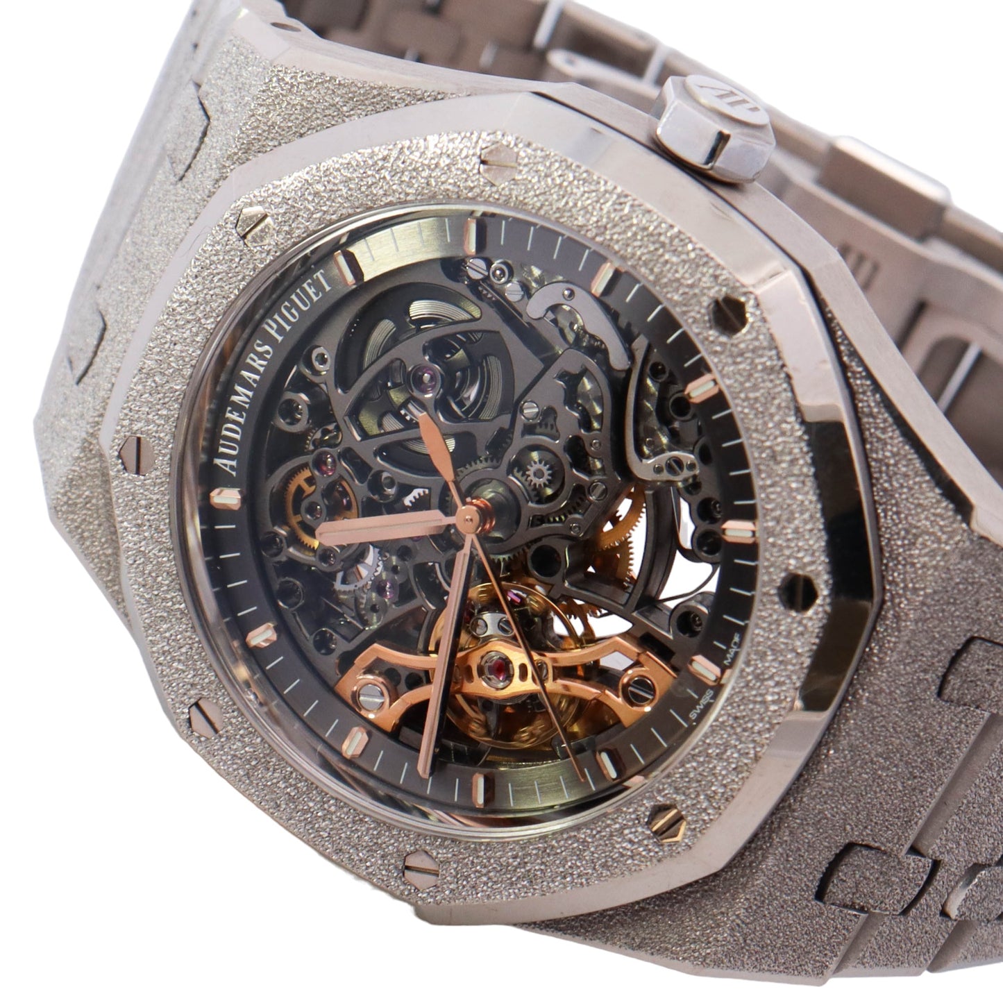 Audemars Piguet Royal Oak Double Balance Wheel Frosted White Gold 41mm Openwork Dot Dial Watch Reference #: 15407BC.GG.1224BC.01 - Happy Jewelers Fine Jewelry Lifetime Warranty