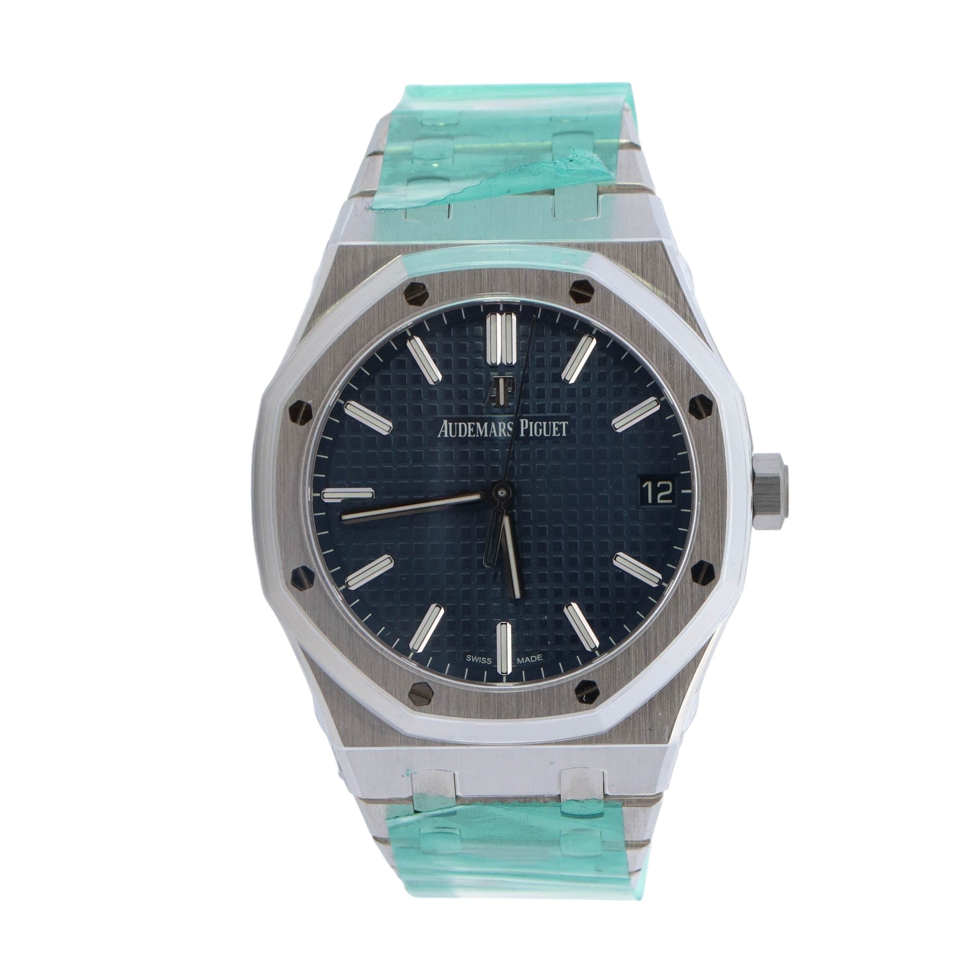 Audemars Piguet Royal Oak Stainless Steel 41mm Blue Stick Dial Watch Reference #: 15500ST.OO.1220ST.01 - Happy Jewelers Fine Jewelry Lifetime Warranty