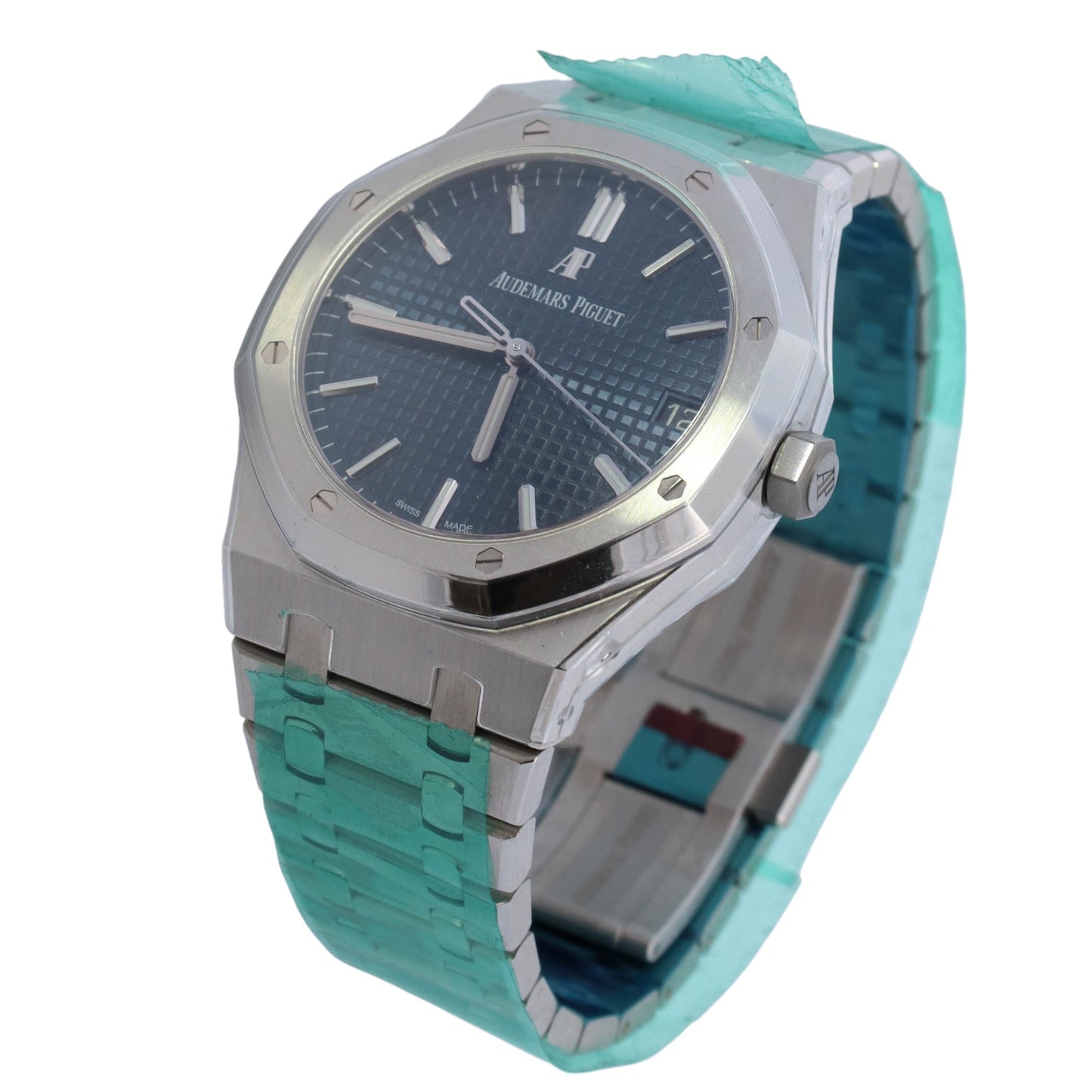 Audemars Piguet Royal Oak Stainless Steel 41mm Blue Stick Dial Watch Reference #: 15500ST.OO.1220ST.01 - Happy Jewelers Fine Jewelry Lifetime Warranty