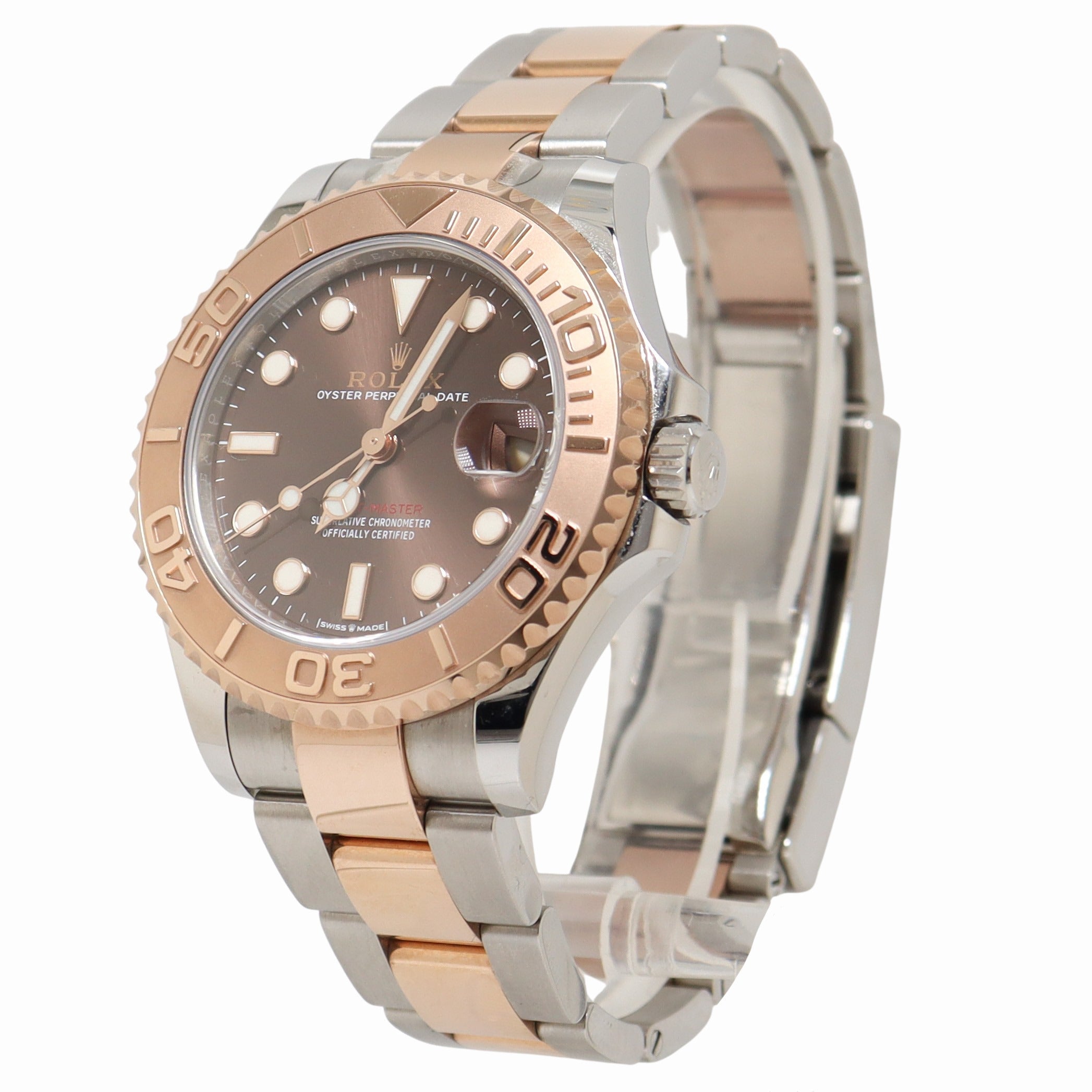 Rolex Yachtmaster 37mm Everose Gold & Stainless Steel Chocolate Dot Dial Watch Reference# 268621 - Happy Jewelers Fine Jewelry Lifetime Warranty