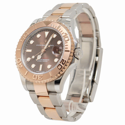 Rolex Yachtmaster 37mm Everose Gold & Stainless Steel Chocolate Dot Dial Watch Reference# 268621 - Happy Jewelers Fine Jewelry Lifetime Warranty