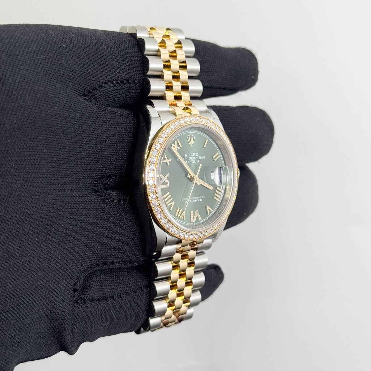 Rolex Datejust 36mm Green Roman Diamond Dial Ref# 126283RBR
