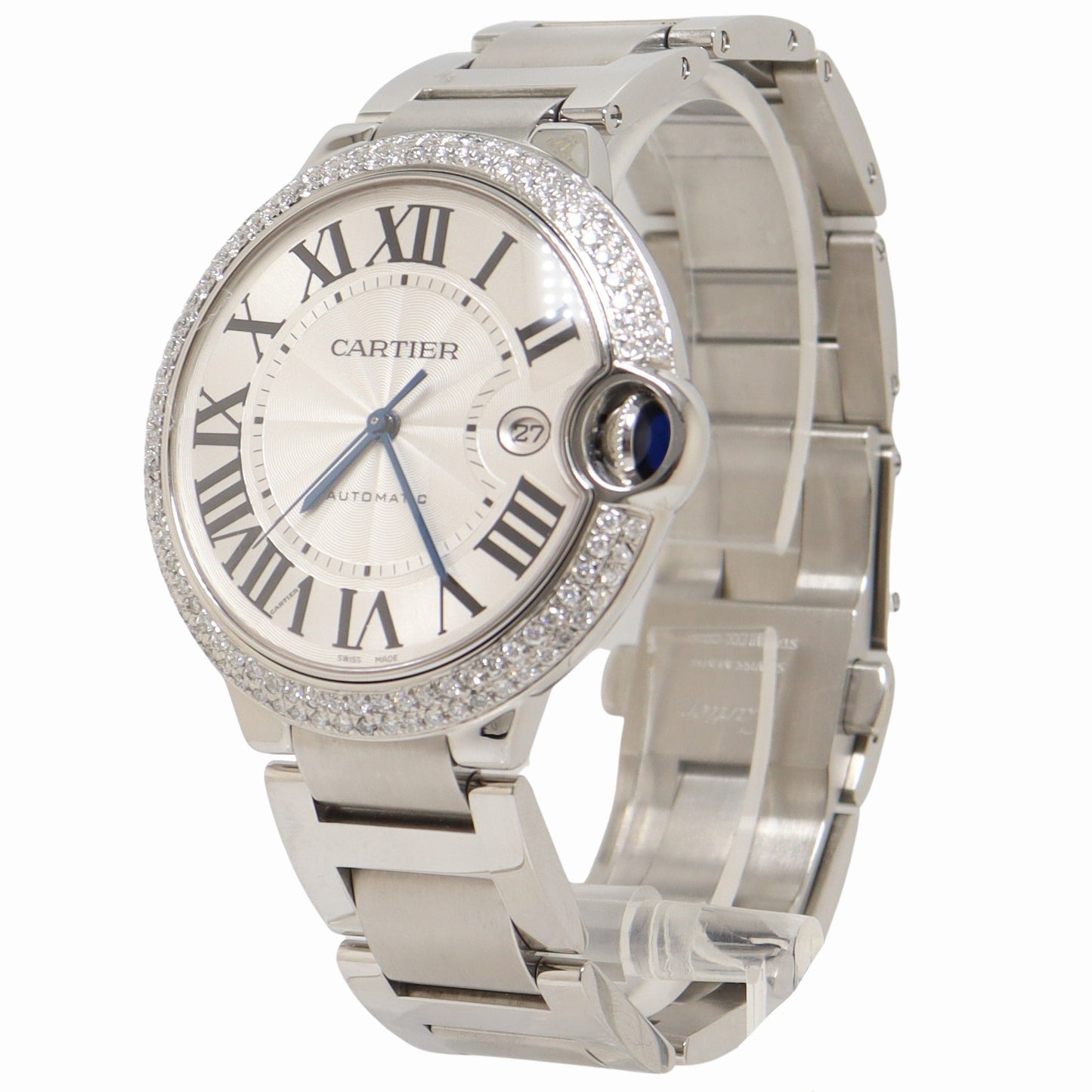 Cartier Ballon Bleu 42mm Stainless Steel Silver Roman Dial Watch Reference# W69012Z4 - Happy Jewelers Fine Jewelry Lifetime Warranty