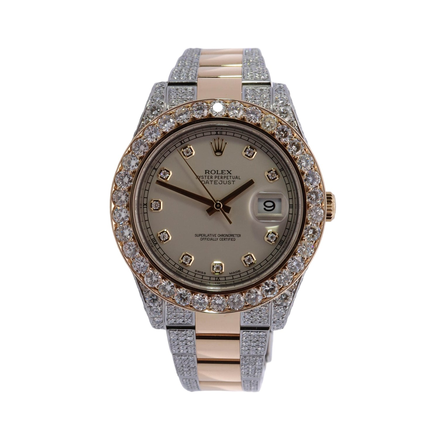 Rolex Datejust II Two Tone Yellow Gold & Steel 41mm Ivory Diamond Dial Watch Reference #: 116333