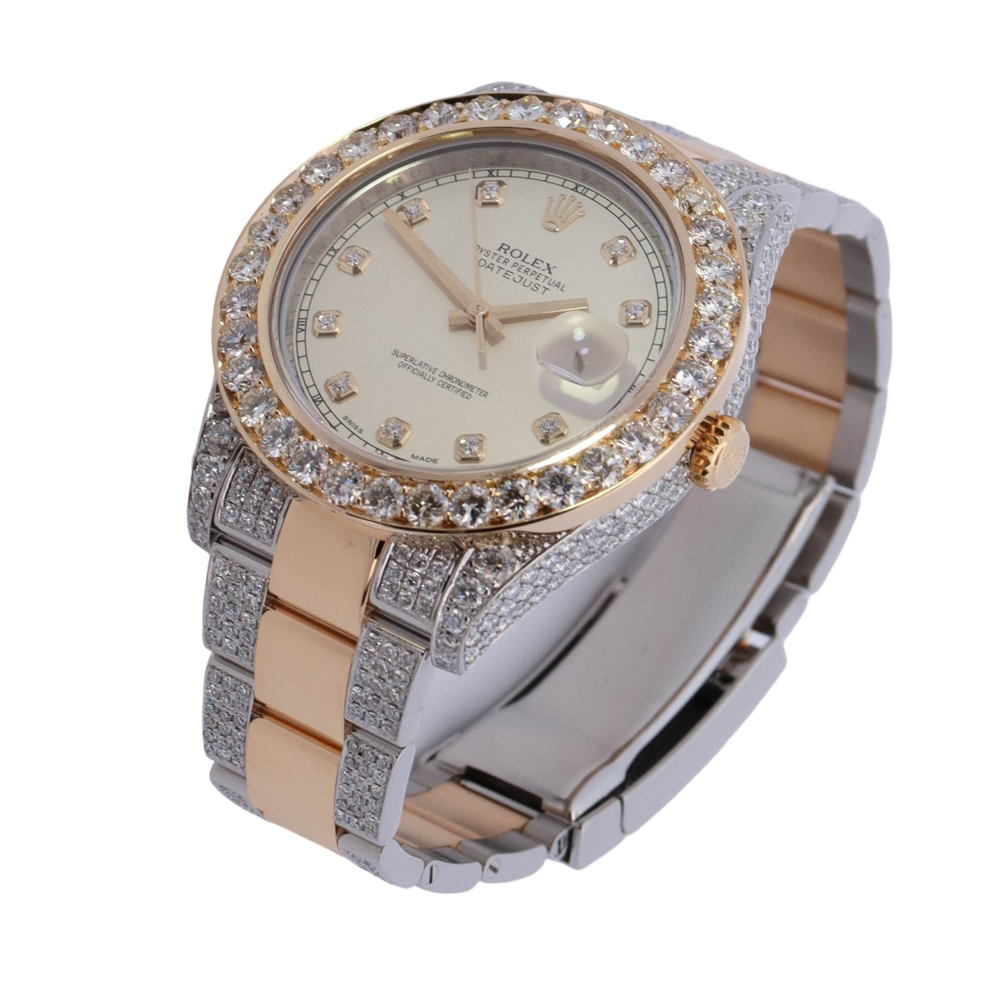 Rolex Datejust II Two Tone Yellow Gold & Steel 41mm Ivory Diamond Dial Watch Reference #: 116333