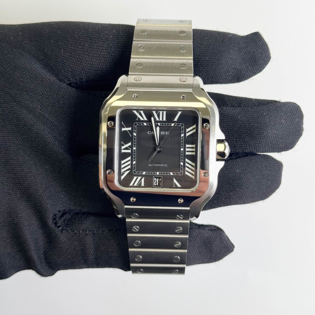 Cartier Santos 47.5mm x 39.8mm Black Dial Watch Ref# WSSA0096
