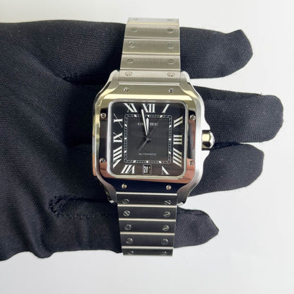 Cartier Santos 47.5mm x 39.8mm Black Dial Watch Ref# WSSA0096