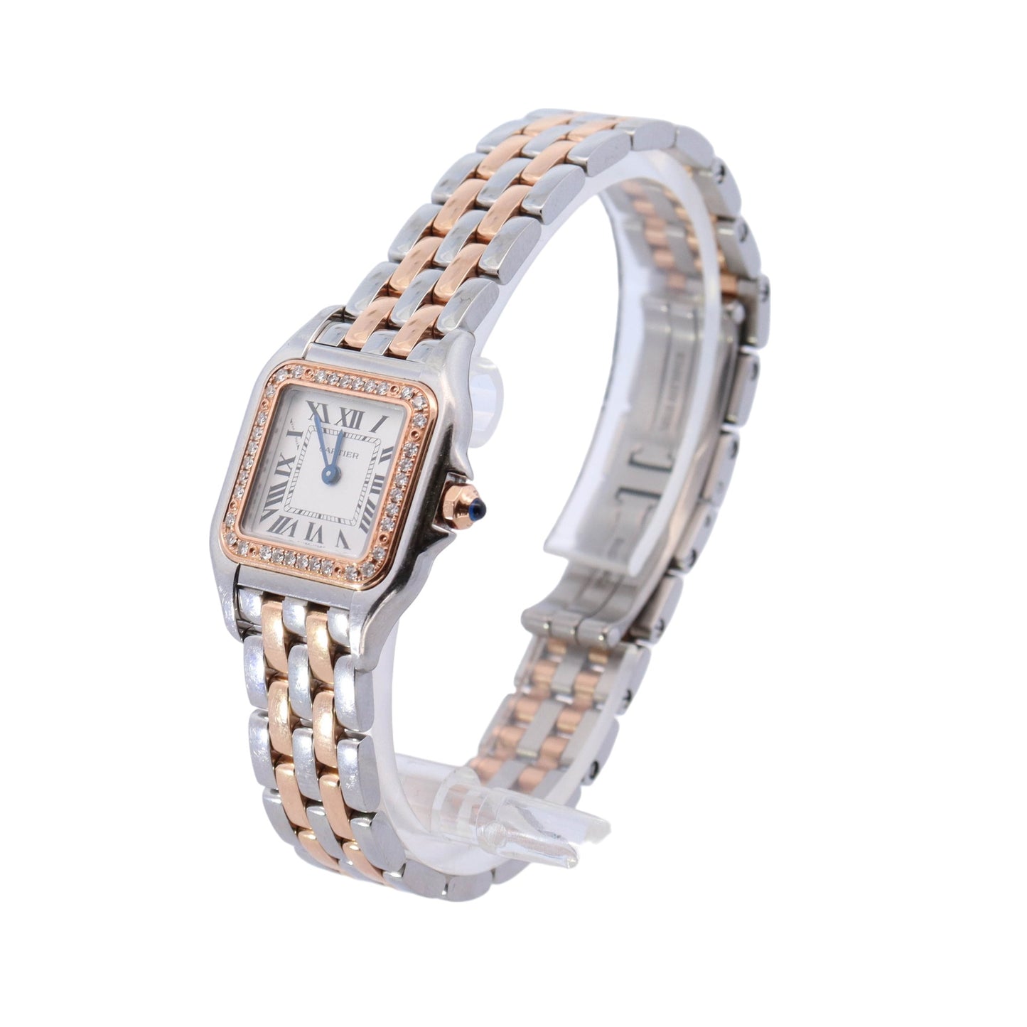 Cartier Panthere Two-Tone Stainless Steel & Rose Gold 22mm White Roman Dial Watch Reference# W3PN0006 - Happy Jewelers Fine Jewelry Lifetime Warranty