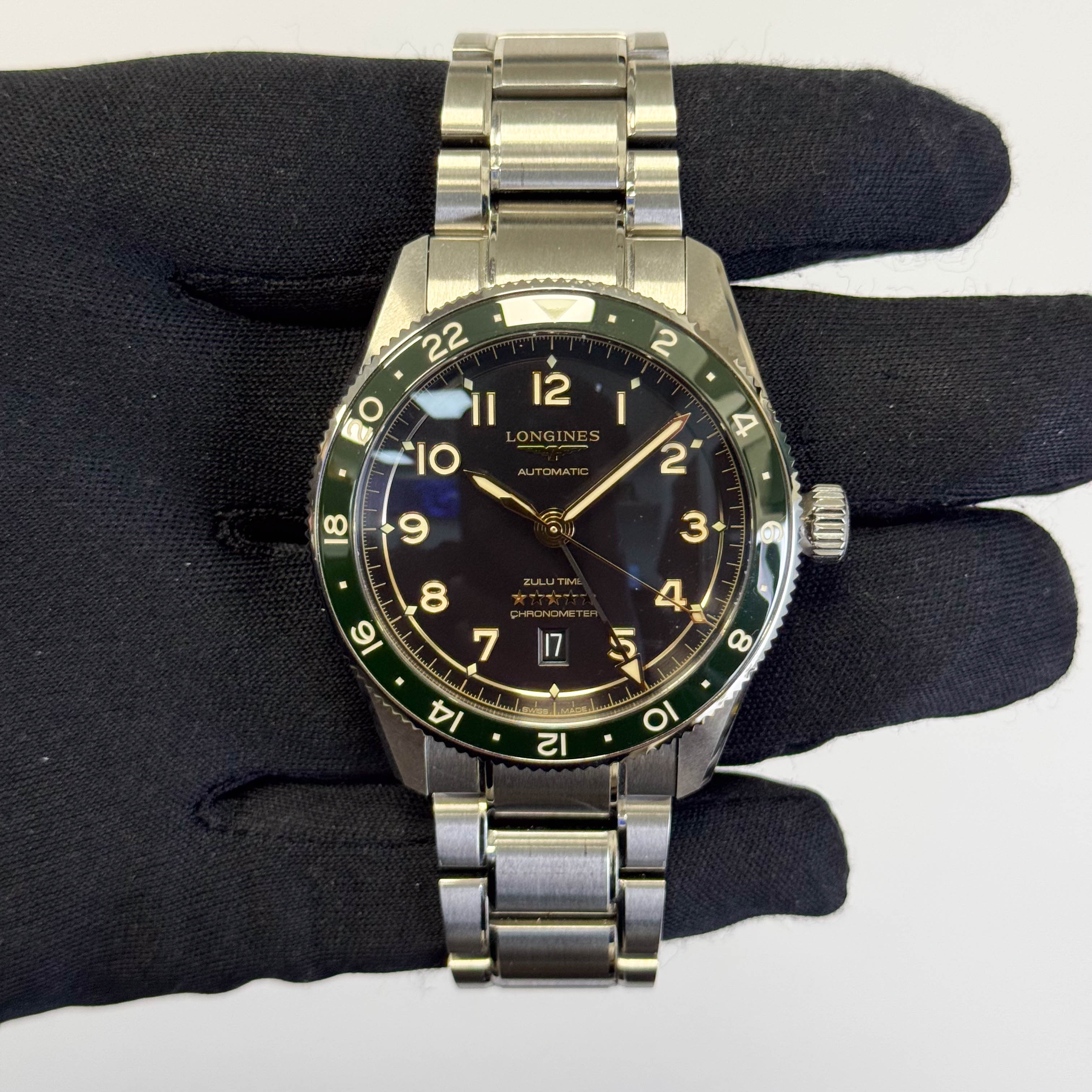 Longines Spirit Zulu Time Stainless Steel 42mm Anthracite Dial Watch Ref# L3.812.4.63.6 - Happy Jewelers Fine Jewelry Lifetime Warranty