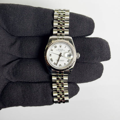 Rolex Datejust Stainless Steel 26mm White Dial Watch Ref# 179160