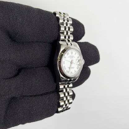 Rolex Datejust Stainless Steel 26mm White Dial Watch Ref# 179160