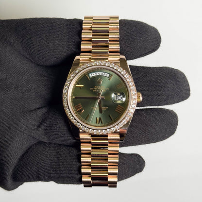Rolex Day-Date 40mm Olive Green Dial Watch Ref: 228345RBR