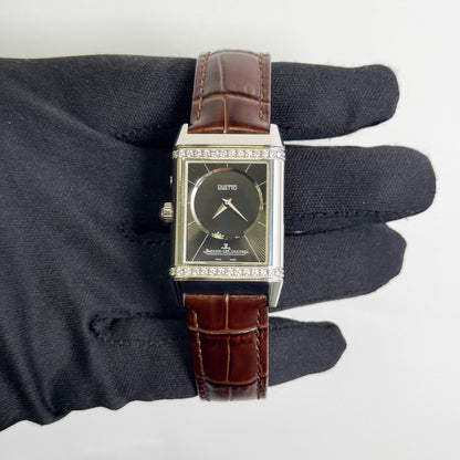 Jaeger LeCoultre Reverso Duetto Duo 40x25mm Silver Dial Watch Ref# Q2698421