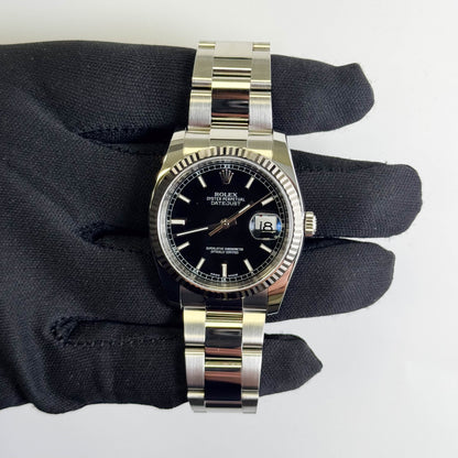 Rolex Datejust 36mm Black Dial Watch Ref# 116234
