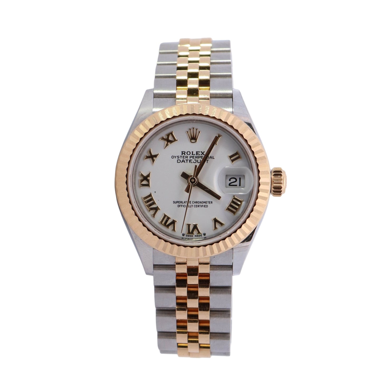 Rolex Datejust Two Tone Stainless Steel & Yellow Gold 28mm White Roman Dial Watch Reference #: 279173 - Happy Jewelers Fine Jewelry Lifetime Warranty