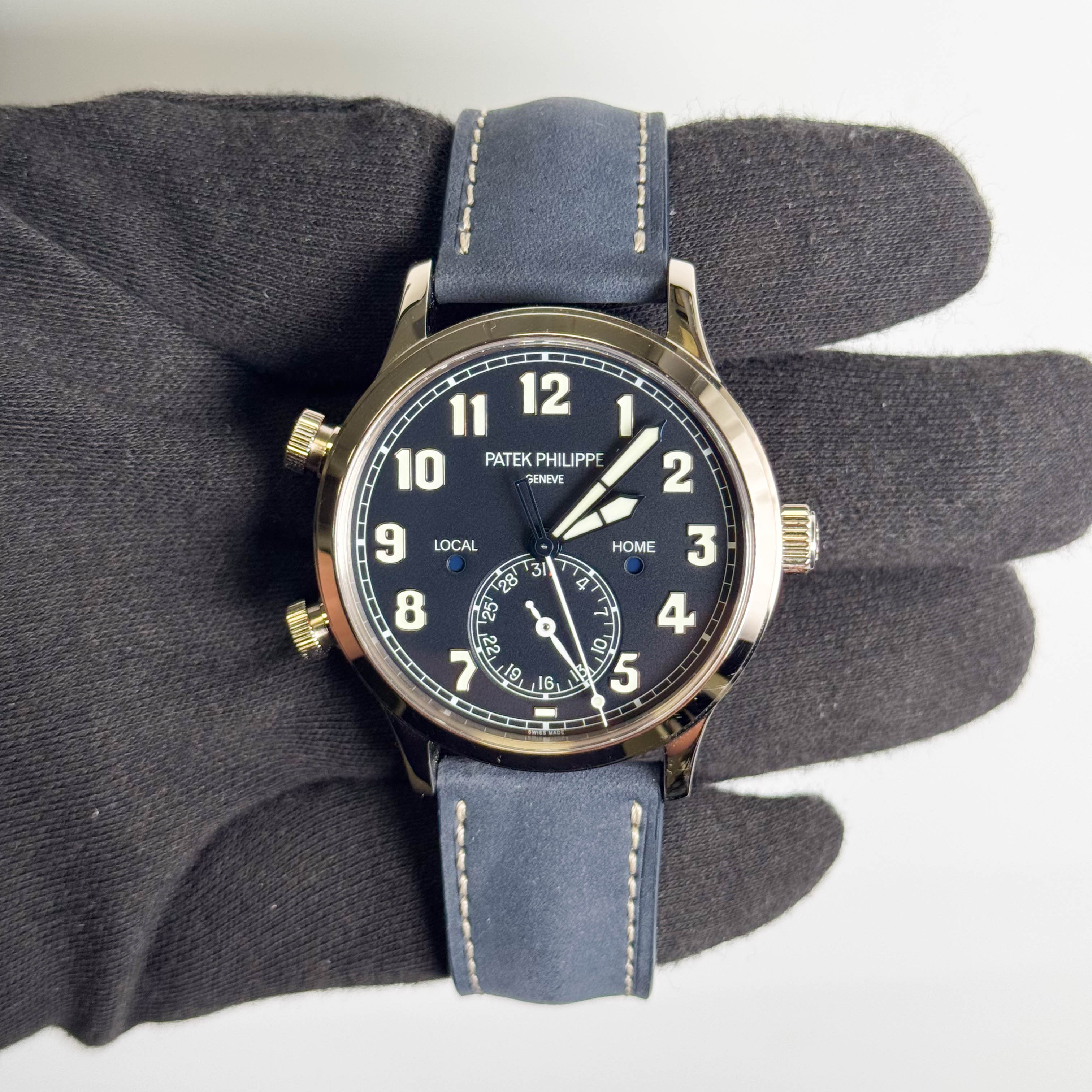 Patek Philippe Calatrava Pilot Travel Time 42mm Black Dial Watch Ref: 5524G-001
