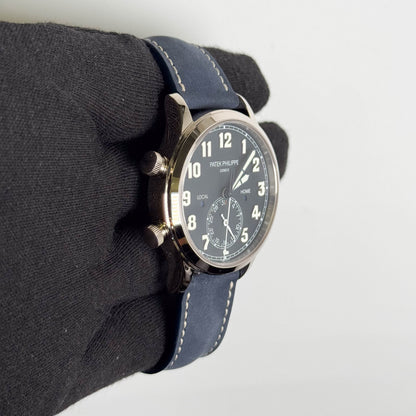 Patek Philippe Calatrava Pilot Travel Time 42mm Black Dial Watch Ref: 5524G-001