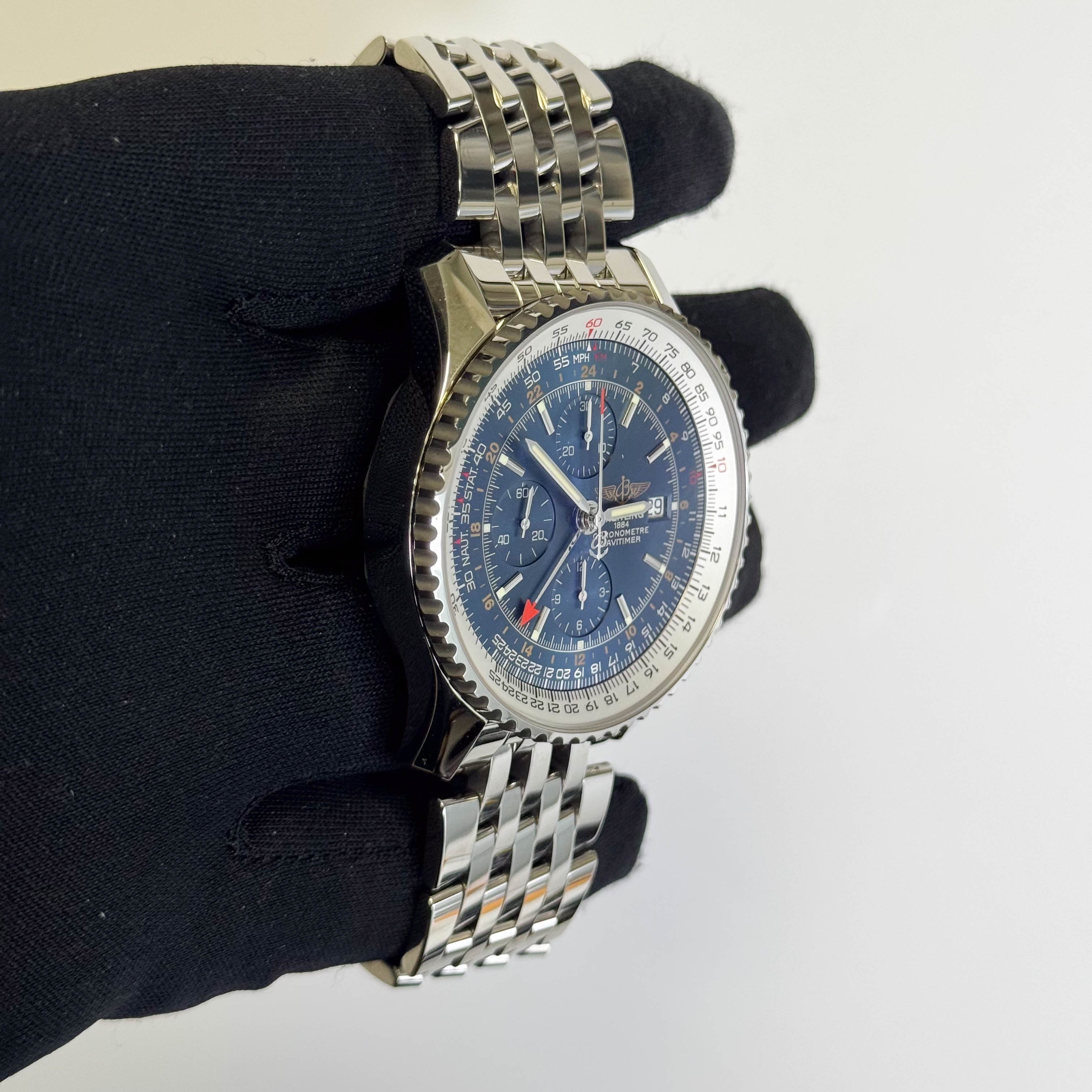 Breitling Navitimer World 46mm Blue Chonograph Dial Watch Ref