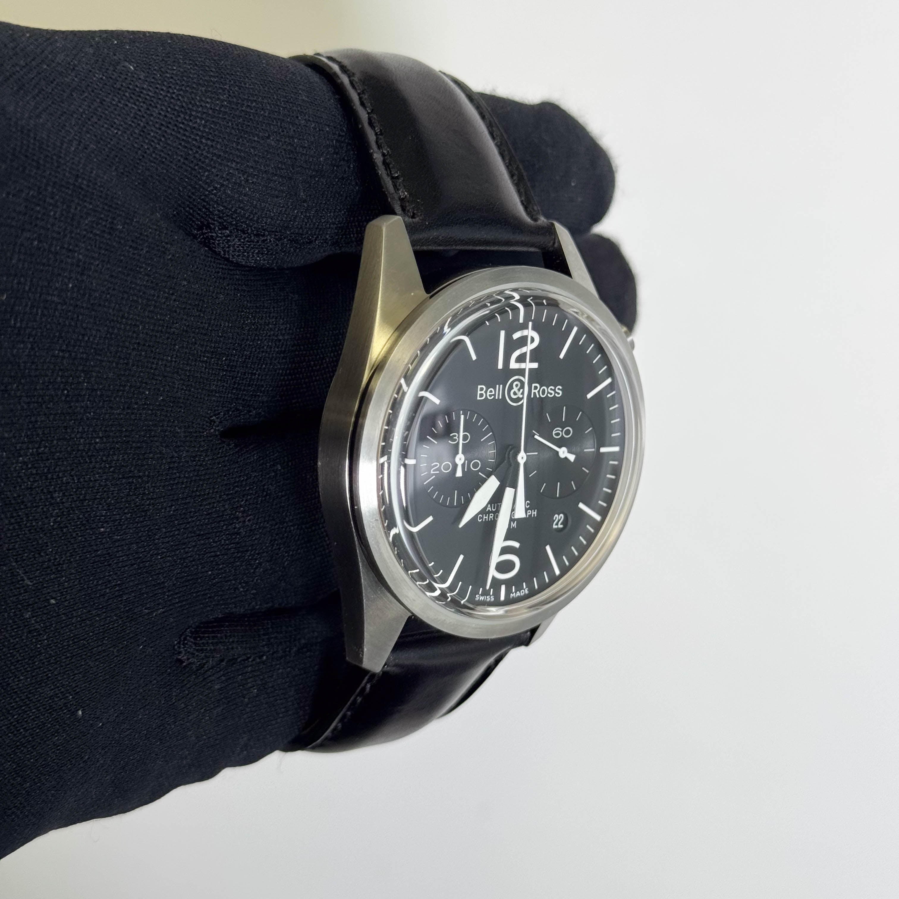 Bell & Ross Vintage 41mm Black Chronograph Watch Ref# BRV 126 - Happy Jewelers Fine Jewelry Lifetime Warranty