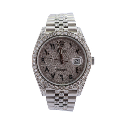 Rolex Datejust ICED OUT Stainless Steel 41mm Aftermarket Pave Arabic Numeral Dial Watch Reference# 126300 - Happy Jewelers Fine Jewelry Lifetime Warranty