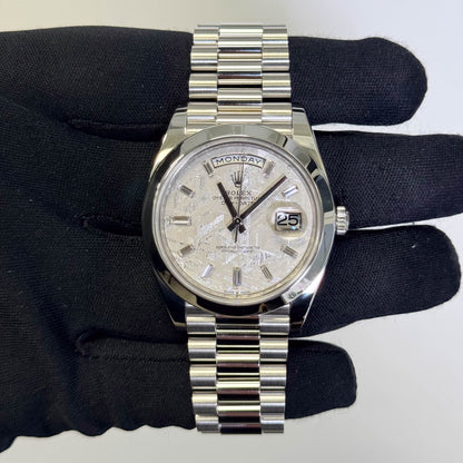 Rolex Day-Date Platinum 40mm Factory Meteorite Watch Ref# 228206 - Happy Jewelers Fine Jewelry Lifetime Warranty